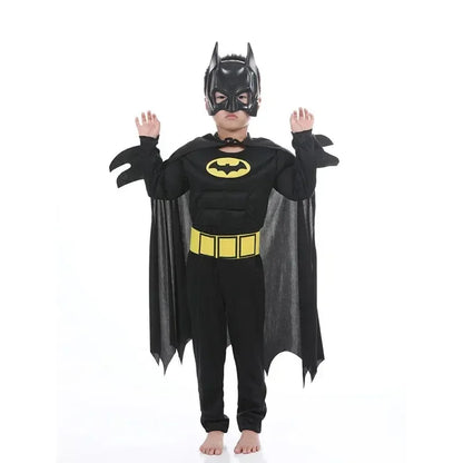 Kids Boys Muscle Costumes with Mask Cloak Movie Character Superhero Cosplay Halloween Party Role Play - ZOOMNSTORE