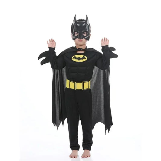 Kids Boys Muscle Costumes with Mask Cloak Movie Character Superhero Cosplay Halloween Party Role Play - ZOOMNSTORE
