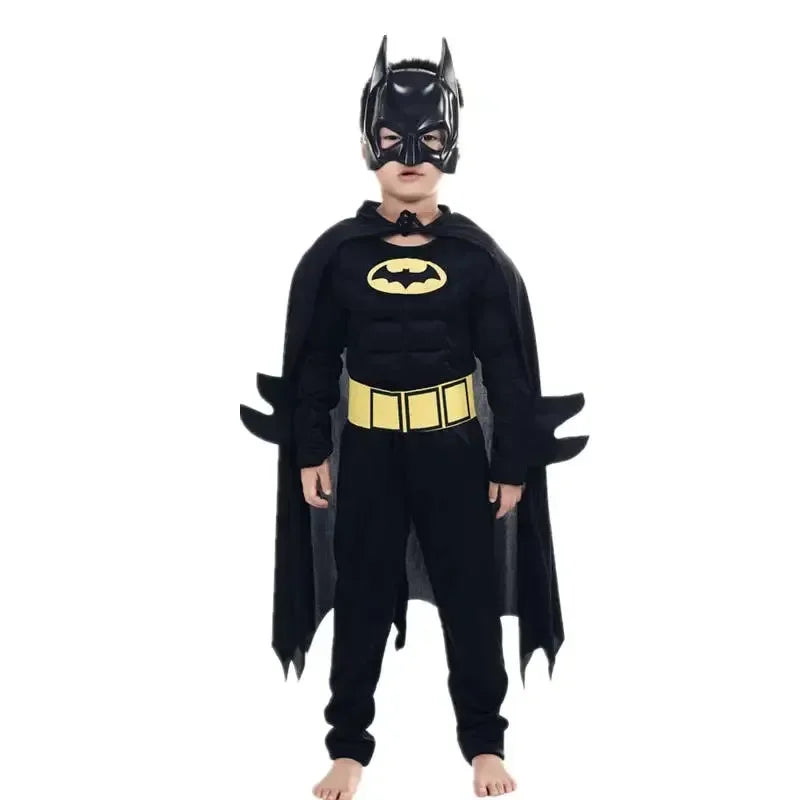Kids Boys Muscle Costumes with Mask Cloak Movie Character Superhero Cosplay Halloween Party Role Play - ZOOMNSTORE