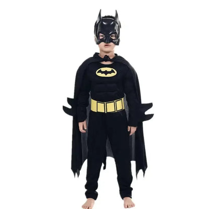 Kids Boys Muscle Costumes with Mask Cloak Movie Character Superhero Cosplay Halloween Party Role Play - ZOOMNSTORE
