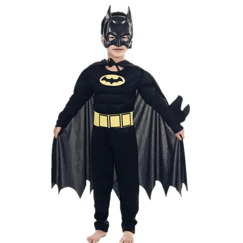 Kids Boys Muscle Costumes with Mask Cloak Movie Character Superhero Cosplay Halloween Party Role Play - ZOOMNSTORE
