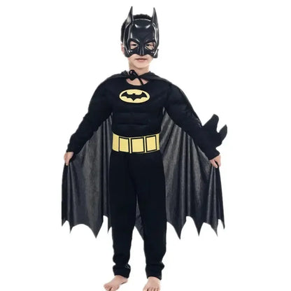Kids Boys Muscle Costumes with Mask Cloak Movie Character Superhero Cosplay Halloween Party Role Play - ZOOMNSTORE