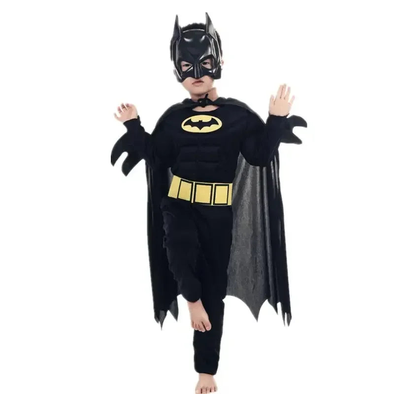 Kids Boys Muscle Costumes with Mask Cloak Movie Character Superhero Cosplay Halloween Party Role Play - ZOOMNSTORE