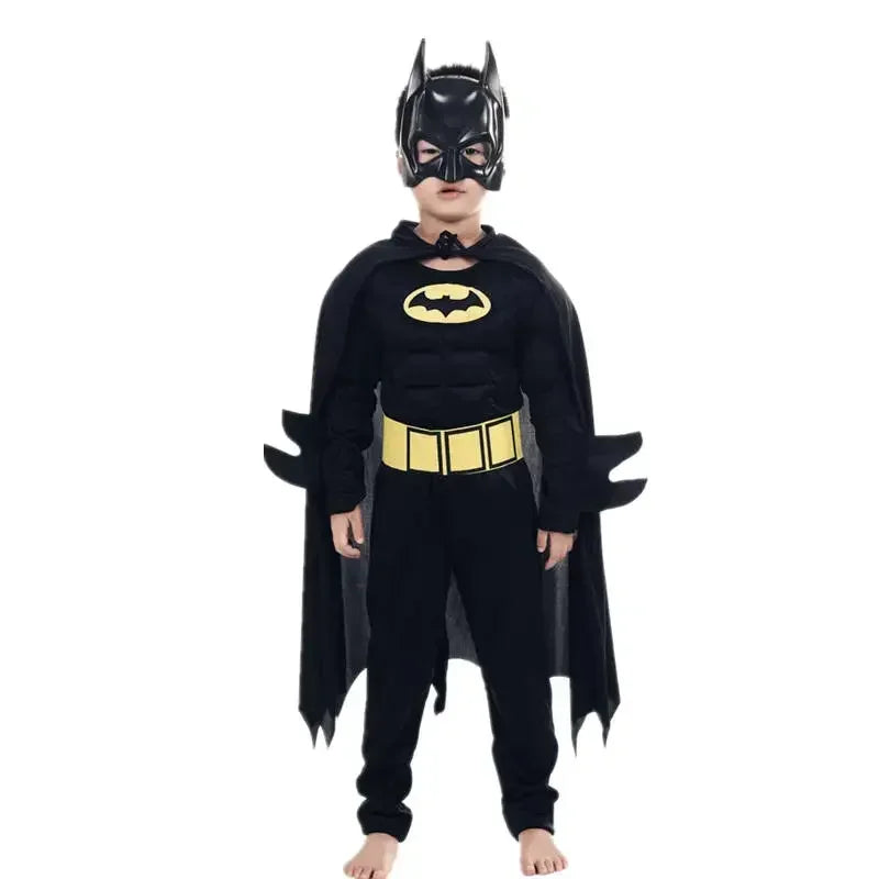 Kids Boys Muscle Costumes with Mask Cloak Movie Character Superhero Cosplay Halloween Party Role Play - ZOOMNSTORE
