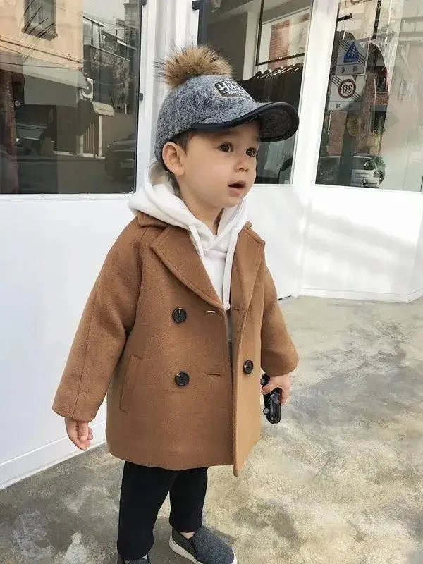Boys Trench Coat - British Style Plaid Pattern Long Autumn Jacket For Kids - ZOOMNSTORE