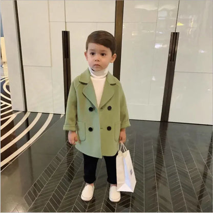 Boys Trench Coat - British Style Plaid Pattern Long Autumn Jacket For Kids - ZOOMNSTORE