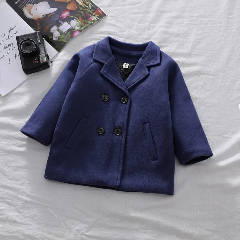 Boys Trench Coat - British Style Plaid Pattern Long Autumn Jacket For Kids - ZOOMNSTORE