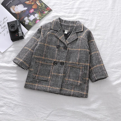 Boys Trench Coat - British Style Plaid Pattern Long Autumn Jacket For Kids - ZOOMNSTORE