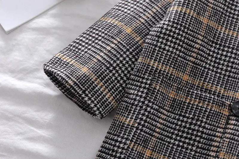 Boys Trench Coat - British Style Plaid Pattern Long Autumn Jacket For Kids - ZOOMNSTORE