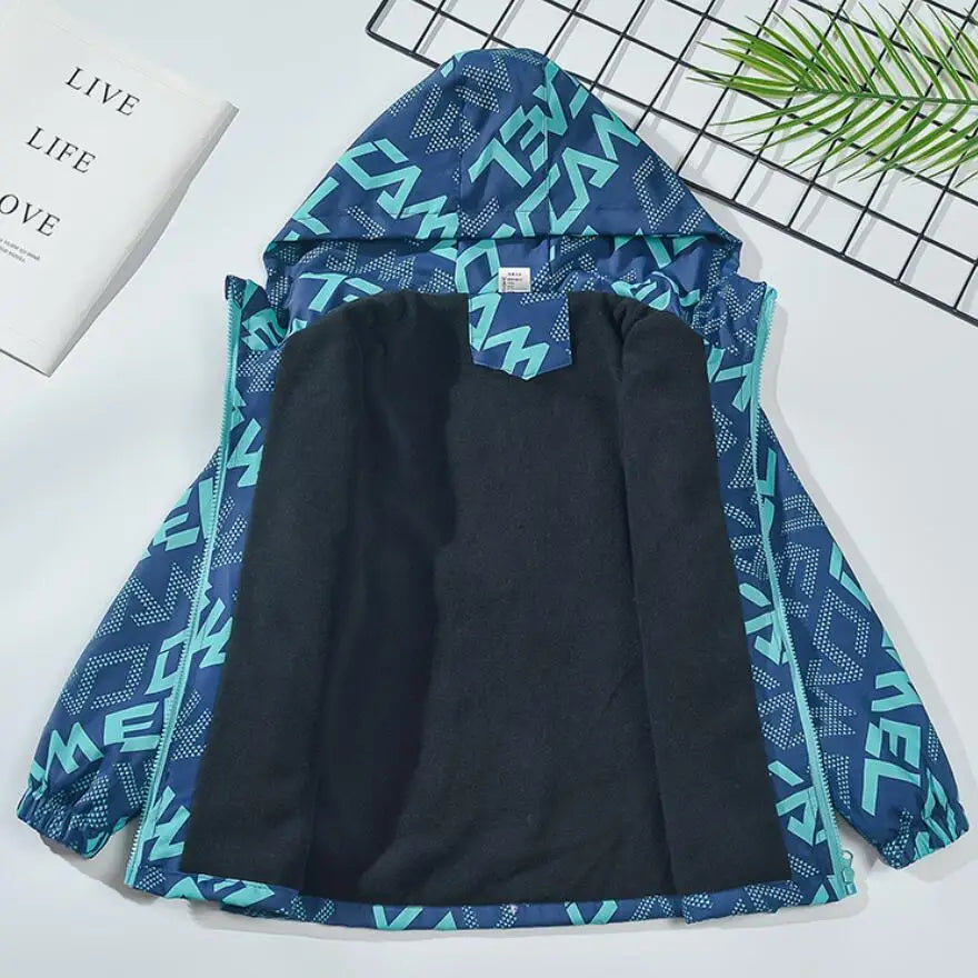 Boys Waterproof Winter Jacket - Thick Hooded Windbreaker for Kids - ZOOMNSTORE