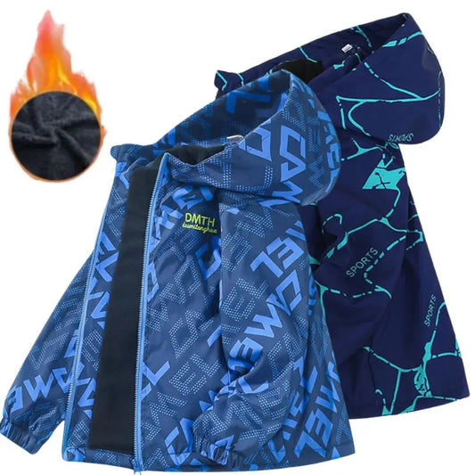 Boys Waterproof Winter Jacket - Thick Hooded Windbreaker for Kids - ZOOMNSTORE