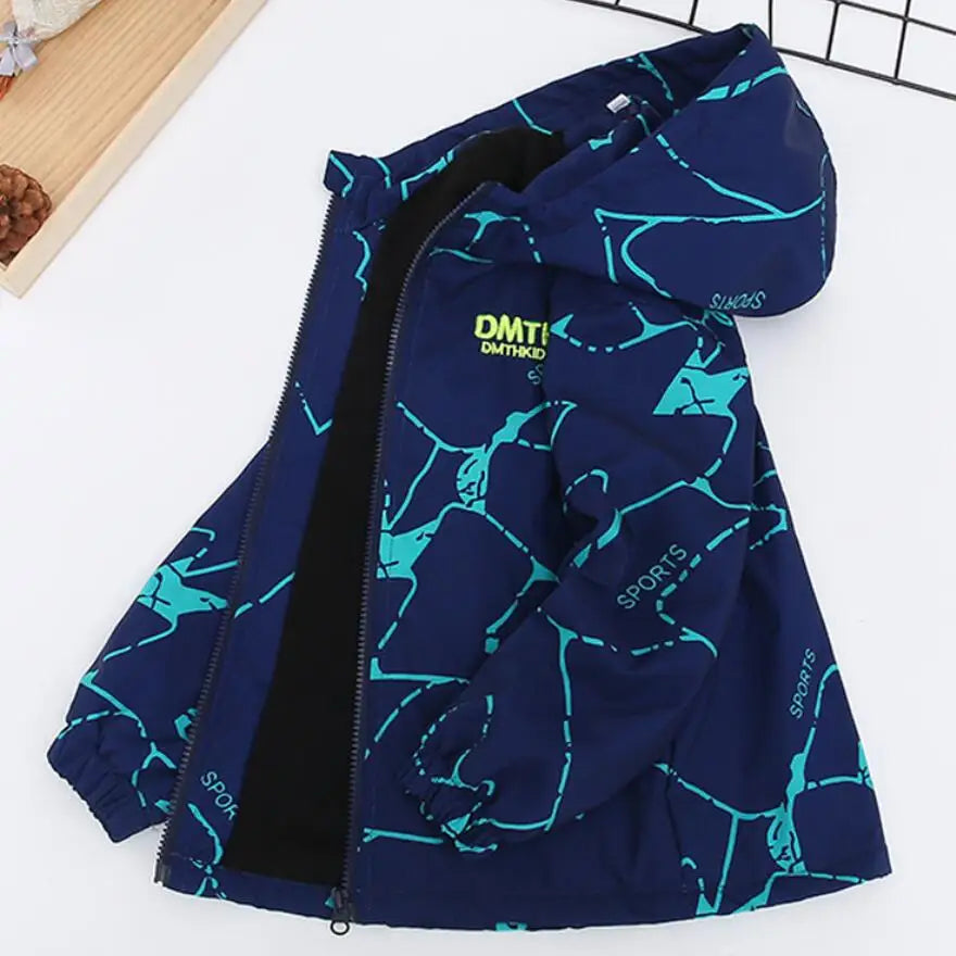 Boys Waterproof Winter Jacket - Thick Hooded Windbreaker for Kids - ZOOMNSTORE