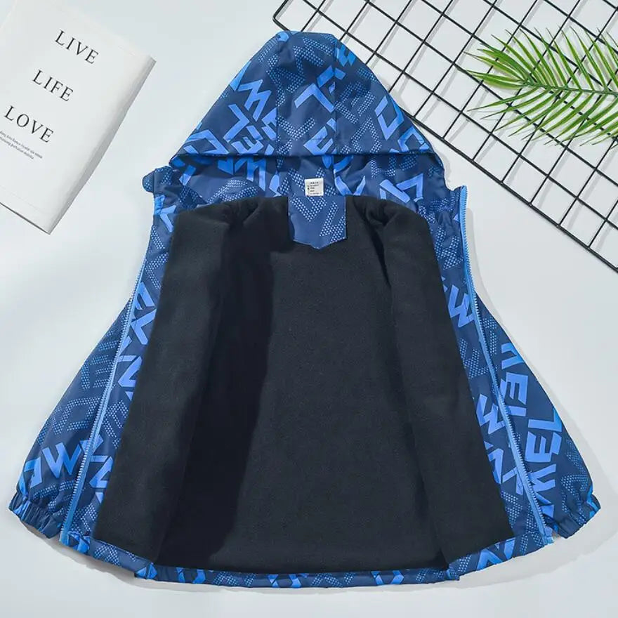 Boys Waterproof Winter Jacket - Thick Hooded Windbreaker for Kids - ZOOMNSTORE