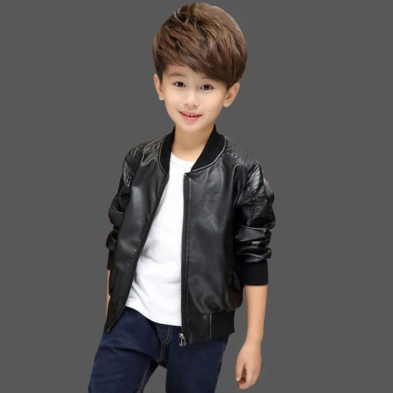 Boys Winter Coat - Warm Velvet  Non-Velvet PU Leather Jacket for 1-11Y Kids - ZOOMNSTORE