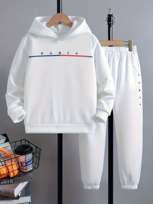 Boys Winter Hoodie and Trousers Set - Warm Casual Sportswear with Pocket - ZOOMNSTORE