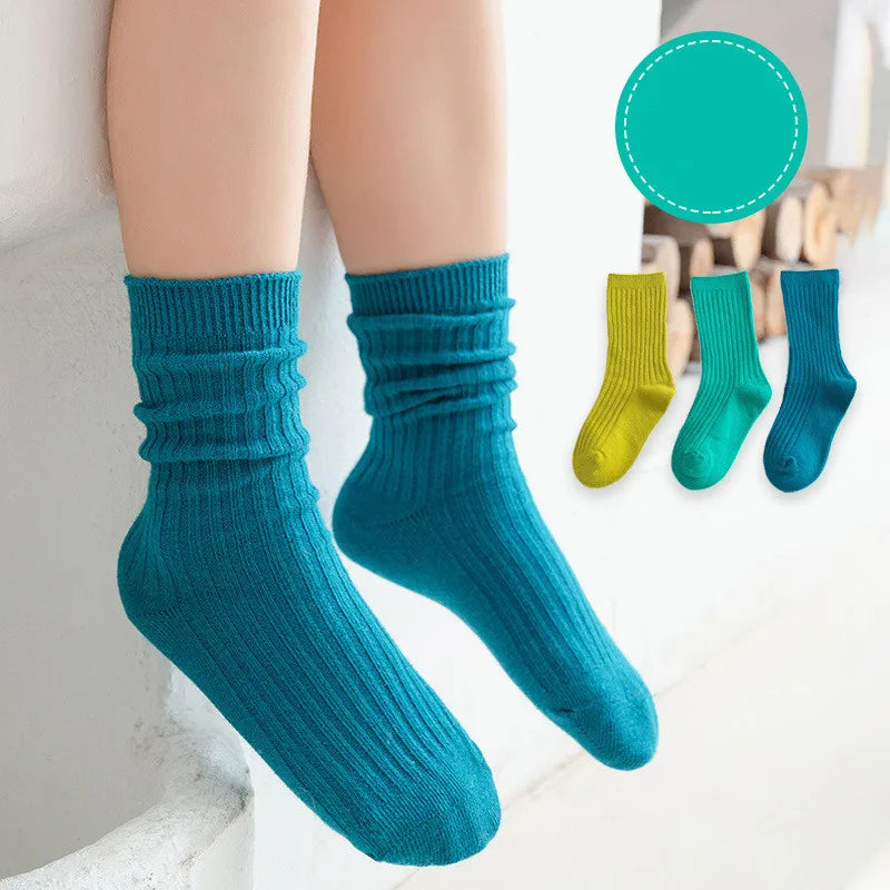 3 Pairs/lot  1 to 10 Years Autumn Winter Socks For Boys Neo Colors Socks On Girls Soft Cotton Students Socks Candy Colors - ZOOMNSTORE