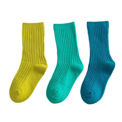 3 Pairs/lot  1 to 10 Years Autumn Winter Socks For Boys Neo Colors Socks On Girls Soft Cotton Students Socks Candy Colors - ZOOMNSTORE