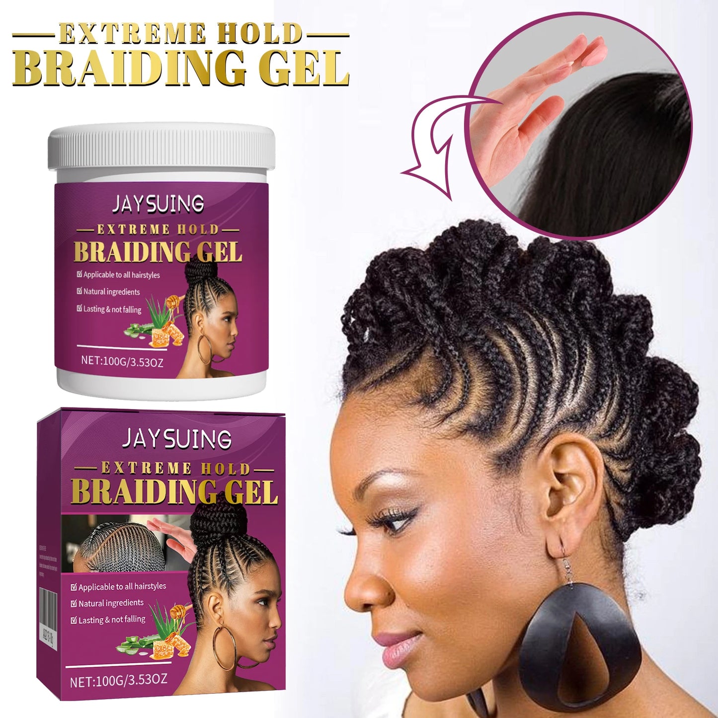 Strong Hold Braiding Gel Wax - Anti-Frizz Hair Pomade for Smooth Edge Control - ZOOMNSTORE