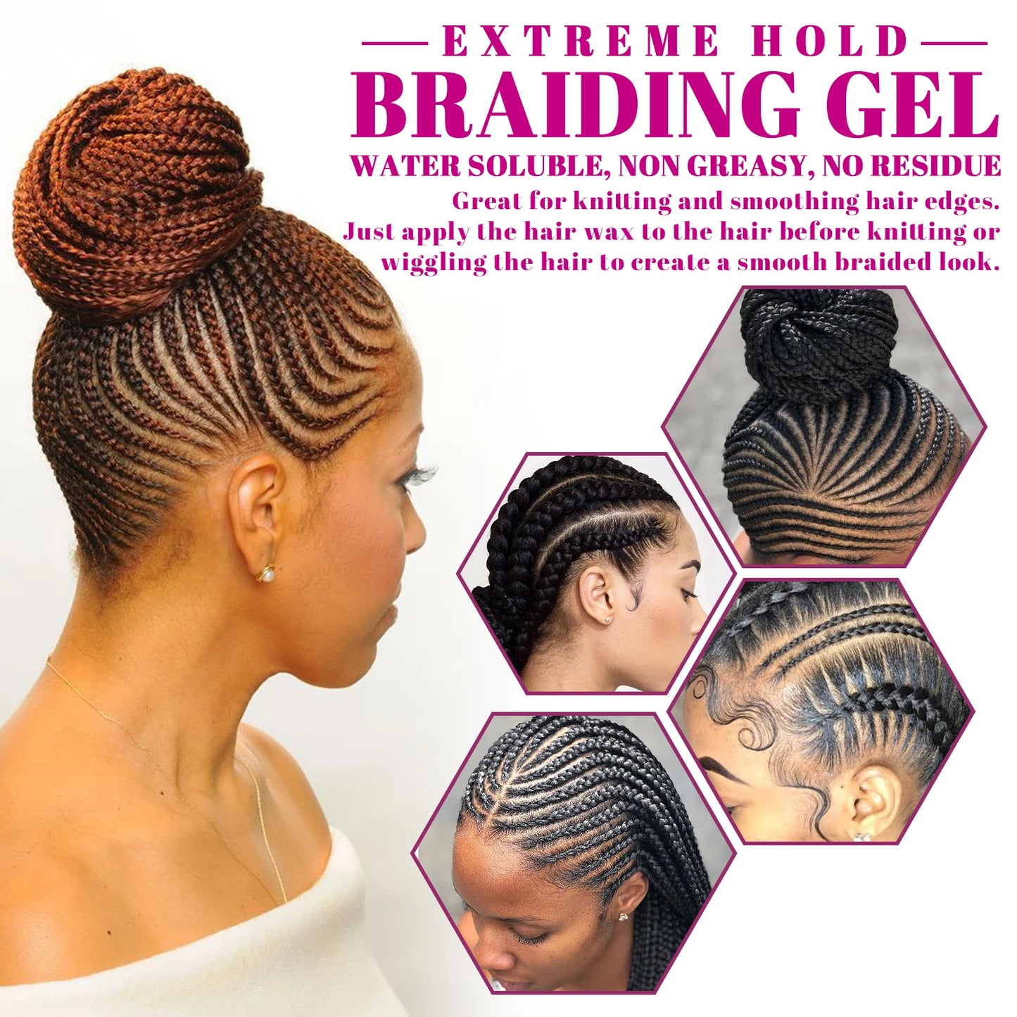Strong Hold Braiding Gel Wax - Anti-Frizz Hair Pomade for Smooth Edge Control - ZOOMNSTORE
