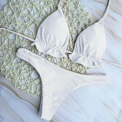 Summer Brazilian Bikini Set - Sexy Push-Up Swimsuit with Lace-Up Thong Bottom - ZOOMNSTORE