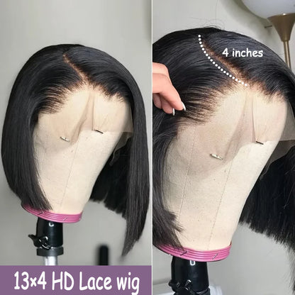 Brazilian Bob Wig - Glueless HD Lace Frontal, Short Straight Remy Human Hair - ZOOMNSTORE