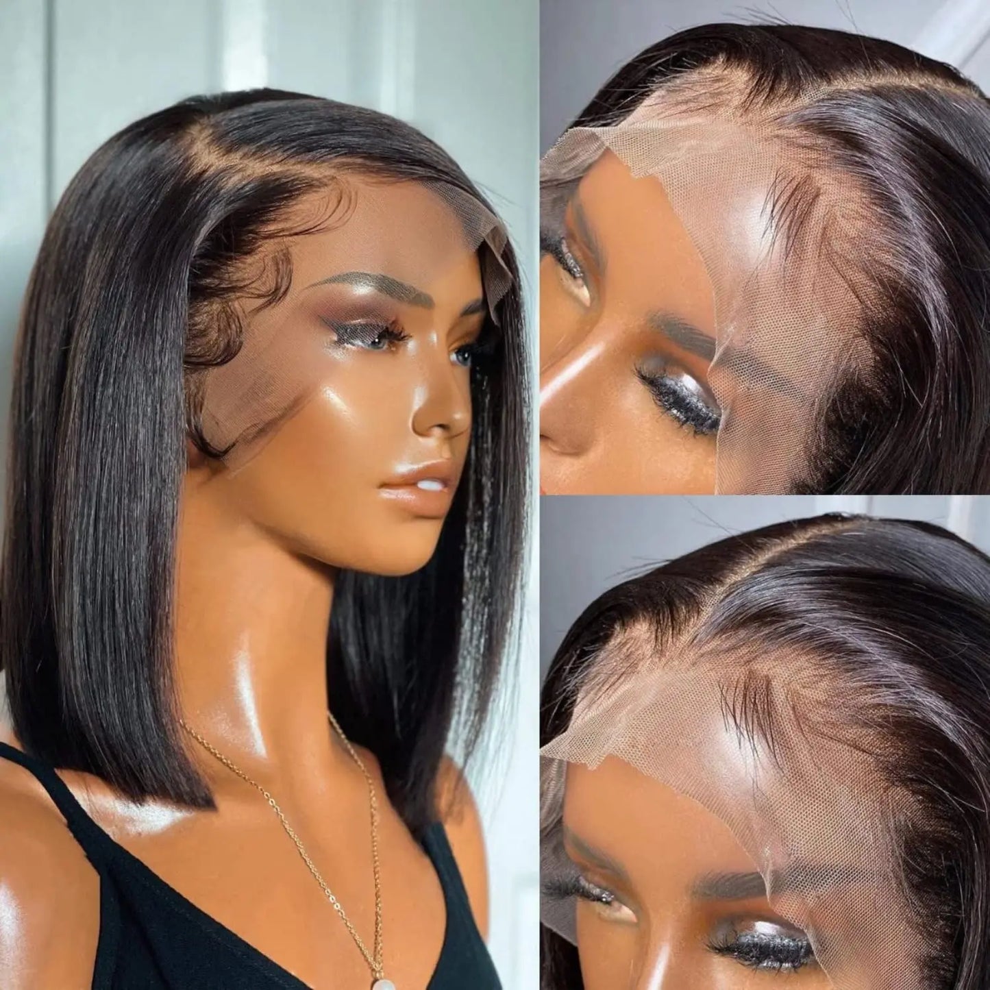 Brazilian Bob Wig - Glueless HD Lace Frontal, Short Straight Remy Human Hair - ZOOMNSTORE