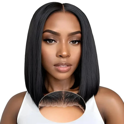Brazilian Bob Wig - Glueless HD Lace Frontal, Short Straight Remy Human Hair - ZOOMNSTORE