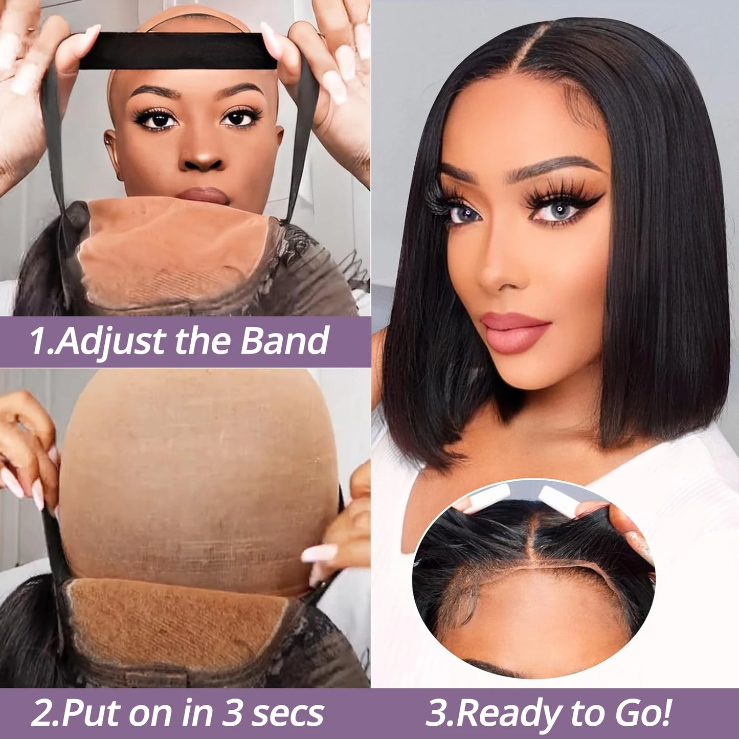 Brazilian Bob Wig - Glueless HD Lace Frontal, Short Straight Remy Human Hair - ZOOMNSTORE