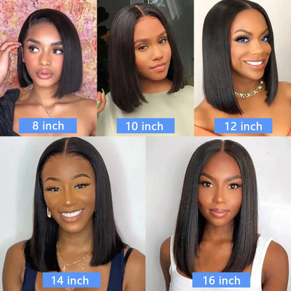 Brazilian Bob Wig - Glueless HD Lace Frontal, Short Straight Remy Human Hair - ZOOMNSTORE