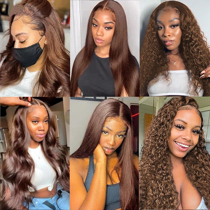 Brazilian Lace Front Wig - Chocolate Brown Body Wave Human Hair, Pre Plucked, Medium Cap Size - ZOOMNSTORE
