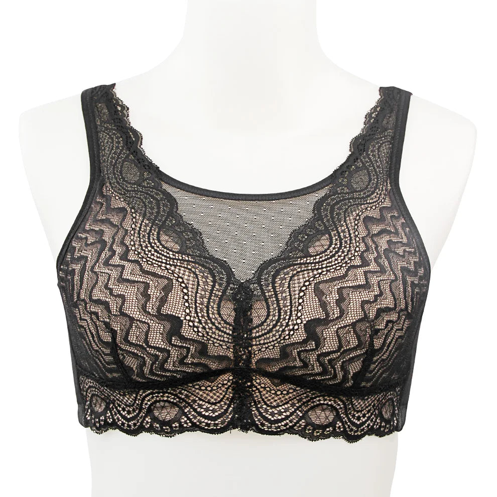 Breast Surgery Bra Wire Free Lace Back - Silicone Padded Post Mastectomy Comfort - ZOOMNSTORE