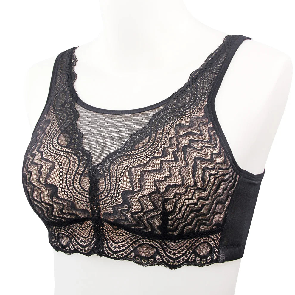 Breast Surgery Bra Wire Free Lace Back - Silicone Padded Post Mastectomy Comfort - ZOOMNSTORE