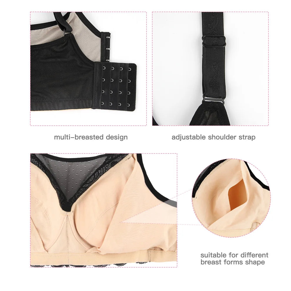 Breast Surgery Bra Wire Free Lace Back - Silicone Padded Post Mastectomy Comfort - ZOOMNSTORE