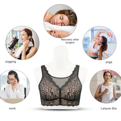 Breast Surgery Bra Wire Free Lace Back - Silicone Padded Post Mastectomy Comfort - ZOOMNSTORE