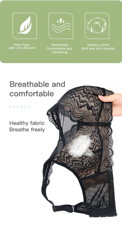 Breast Surgery Bra Wire Free Lace Back - Silicone Padded Post Mastectomy Comfort - ZOOMNSTORE