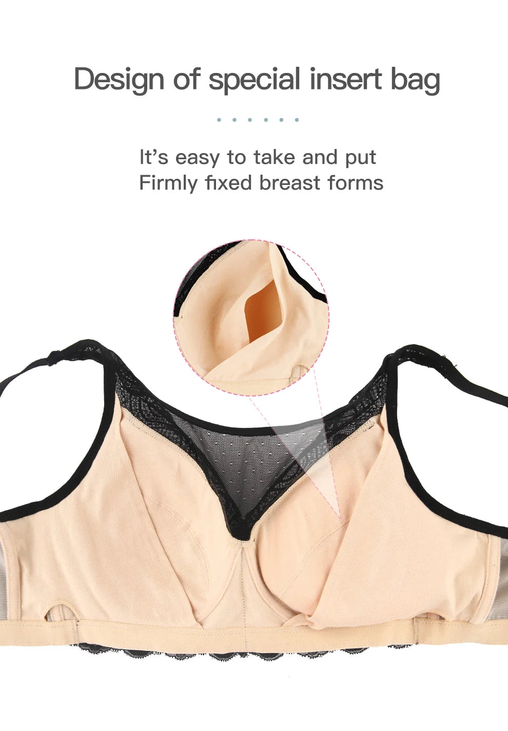 Breast Surgery Bra Wire Free Lace Back - Silicone Padded Post Mastectomy Comfort - ZOOMNSTORE