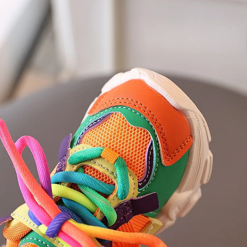 Colorful Fashionable Breathable Mesh Casual Sneakers for Boys and Girls Sport Shoes, Suitable for All Seasons - ZOOMNSTORE