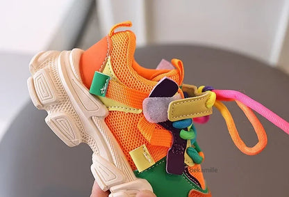 Colorful Fashionable Breathable Mesh Casual Sneakers for Boys and Girls Sport Shoes, Suitable for All Seasons - ZOOMNSTORE