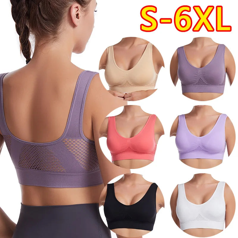 Breathable Sports Bra Top Fitness Women Brassiere Removable Padded Sport Bra Running Gym Seamless Push Up Bras - ZOOMNSTORE