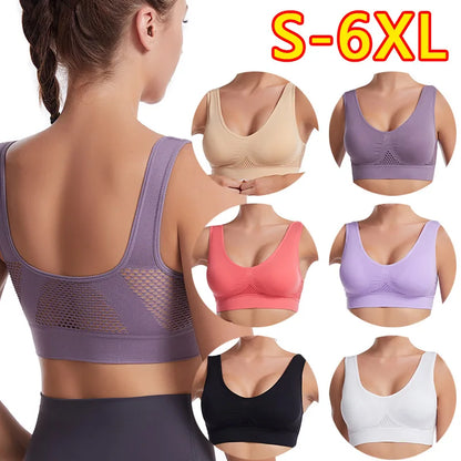 Breathable Sports Bra Top Fitness Women Brassiere Removable Padded Sport Bra Running Gym Seamless Push Up Bras - ZOOMNSTORE