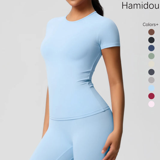 High Elastic Dry Fit Sports Top - Womens Breathable Gym T-Shirt - ZOOMNSTORE