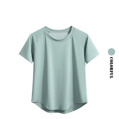 Breathable Womens Yoga T-Shirt - Quick Dry Short Sleeve Gym Top - ZOOMNSTORE