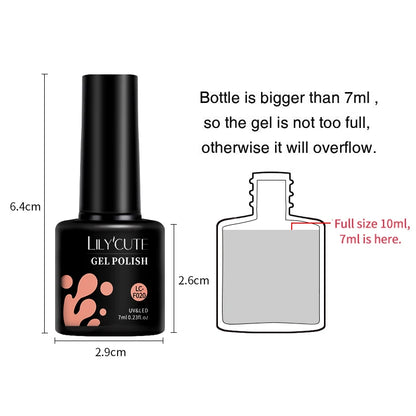 Bright Pink Gel Nail Polish Set - 6Pcs 7ML Semi-Permanent Soak Off UVLED Varnish Kit - ZOOMNSTORE