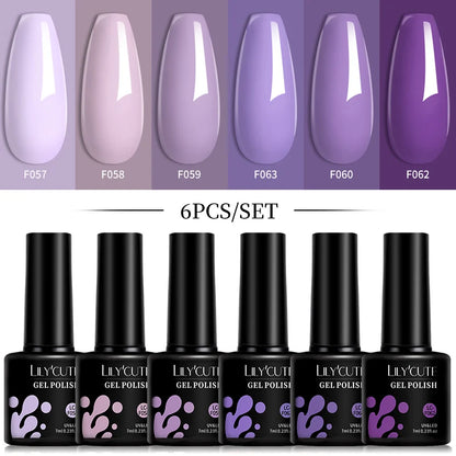 Bright Pink Gel Nail Polish Set - 6Pcs 7ML Semi-Permanent Soak Off UVLED Varnish Kit - ZOOMNSTORE