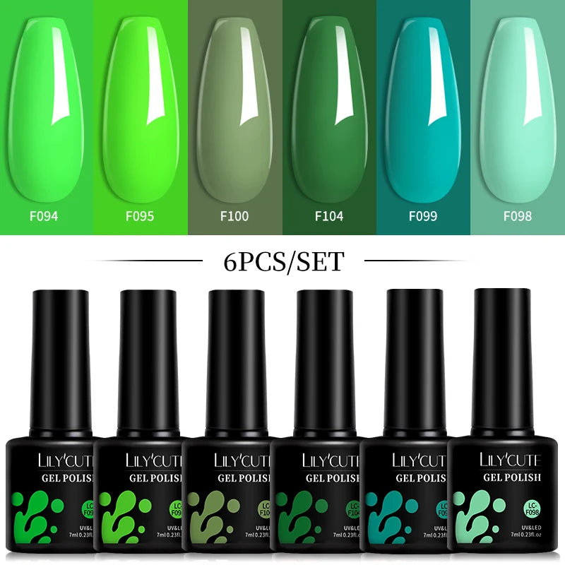 Bright Pink Gel Nail Polish Set - 6Pcs 7ML Semi-Permanent Soak Off UVLED Varnish Kit - ZOOMNSTORE