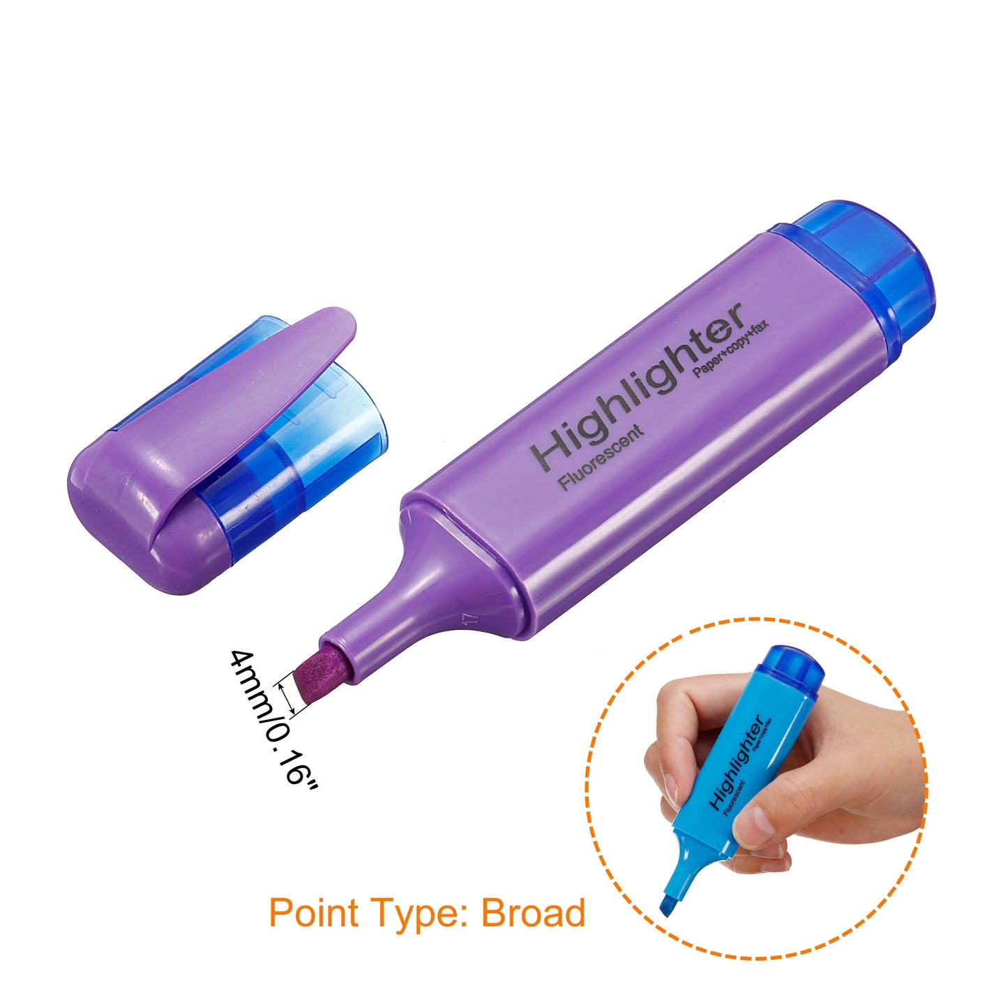 4/6Pc Highlighter Fluorescent Pen Broad Tip Writing Marker Pens for Art Drawing Doodling Marking Office Stationery School Supply - ZOOMNSTORE