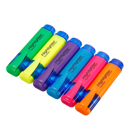 4/6Pc Highlighter Fluorescent Pen Broad Tip Writing Marker Pens for Art Drawing Doodling Marking Office Stationery School Supply - ZOOMNSTORE