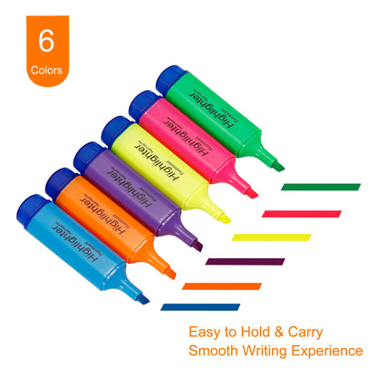4/6Pc Highlighter Fluorescent Pen Broad Tip Writing Marker Pens for Art Drawing Doodling Marking Office Stationery School Supply - ZOOMNSTORE