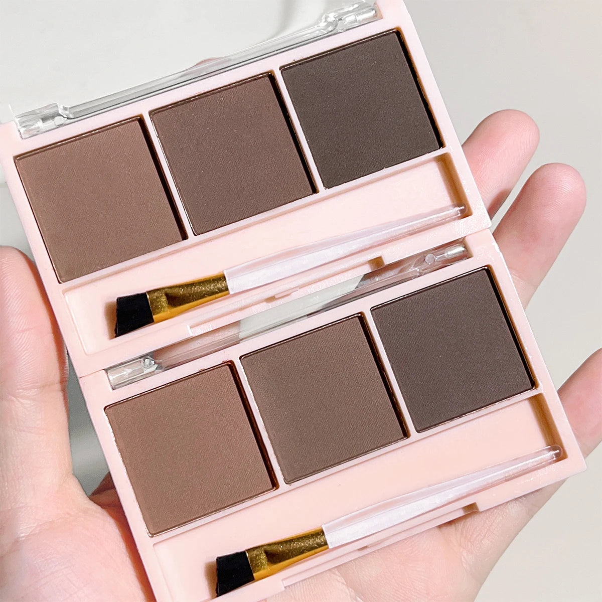 3-Color Brow Powder Set with Brush - Long-lasting Contour Makeup for Natural Look - ZOOMNSTORE