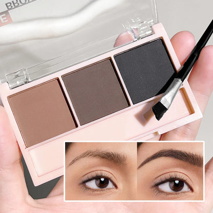 3-Color Brow Powder Set with Brush - Long-lasting Contour Makeup for Natural Look - ZOOMNSTORE